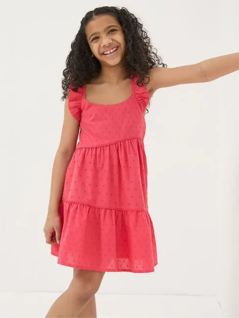 Girls Fatface Dresses Broderie Red Frill Tiered Dress Girls Fatface Dresses Broderie Red Frill Tiered Dress
