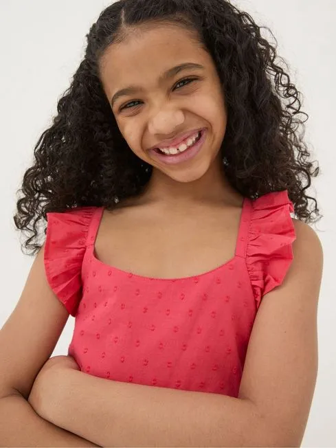 Girls Fatface Dresses Broderie Red Frill Tiered Dress Girls Fatface Dresses Broderie Red Frill Tiered Dress