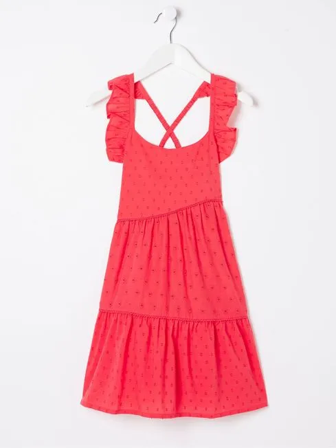 Girls Fatface Dresses Broderie Red Frill Tiered Dress Girls Fatface Dresses Broderie Red Frill Tiered Dress