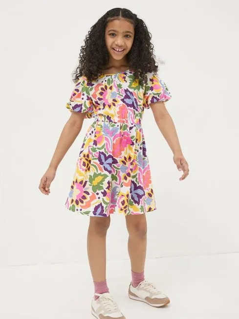 Girls Fatface Dresses Pink Art Floral Jersey Printed Dress