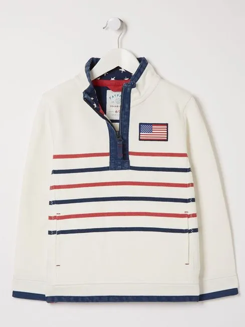 Girls Fatface Sweatshirts and Hoodies Cream Colourblock Boxy Airlie Sweat Top