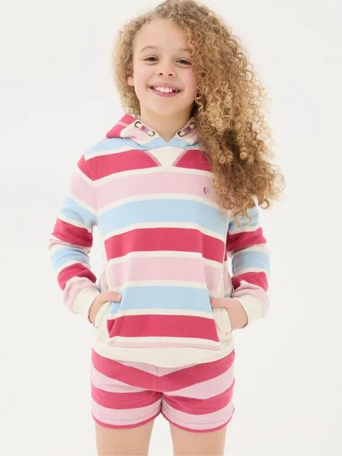Girls Fatface Sweatshirts and Hoodies Pink Grow Stripe Crew Sweatshirt
