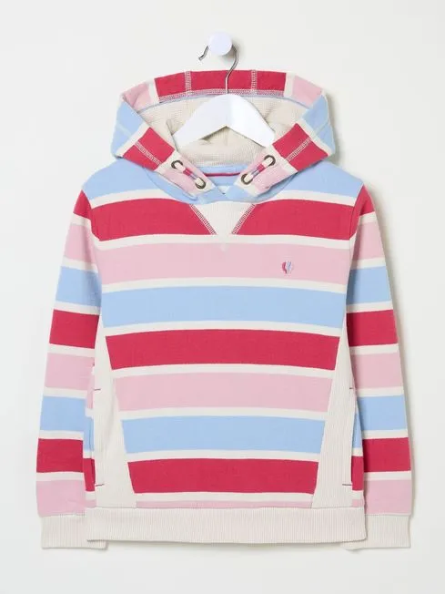 Girls Fatface Sweatshirts and Hoodies Pink Grow Stripe Crew Sweatshirt
