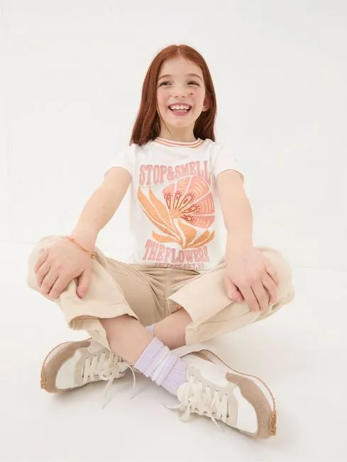 Girls Fatface Tops and TShirts Natural Flowers Graphic TShirt Girls Fatface Tops and TShirts Natural Flowers Graphic TShirt