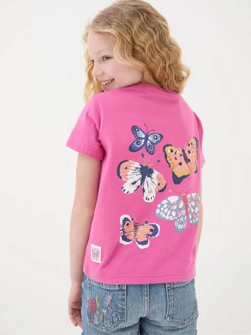 Girls Fatface Tops and TShirts Pink Butterfly Fact TShirt Girls Fatface Tops and TShirts Pink Butterfly Fact TShirt