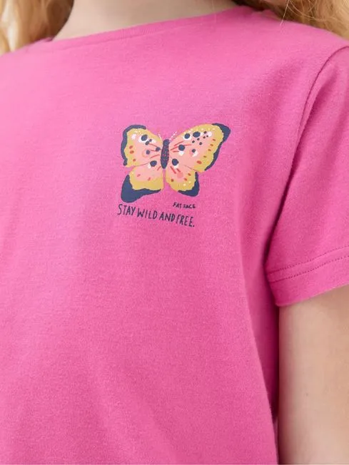 Girls Fatface Tops and TShirts Pink Butterfly Fact TShirt Girls Fatface Tops and TShirts Pink Butterfly Fact TShirt