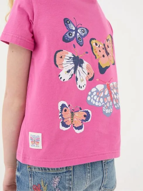 Girls Fatface Tops and TShirts Pink Butterfly Fact TShirt Girls Fatface Tops and TShirts Pink Butterfly Fact TShirt