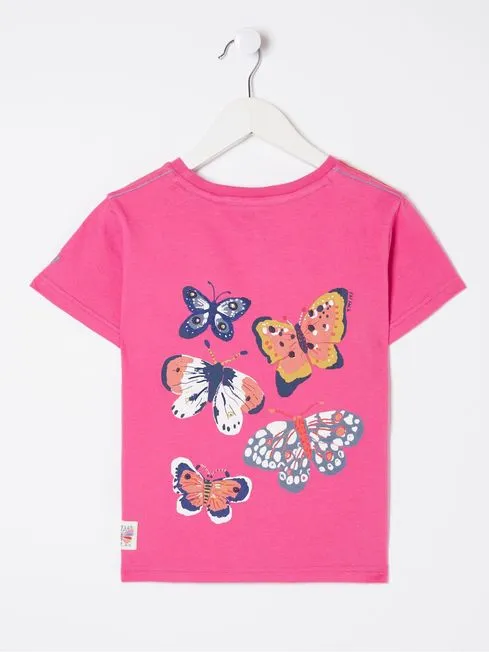 Girls Fatface Tops and TShirts Pink Butterfly Fact TShirt Girls Fatface Tops and TShirts Pink Butterfly Fact TShirt