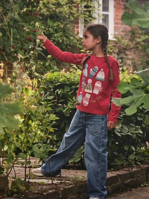 Girls Fatface Tops and TShirts Red Festive TShirt