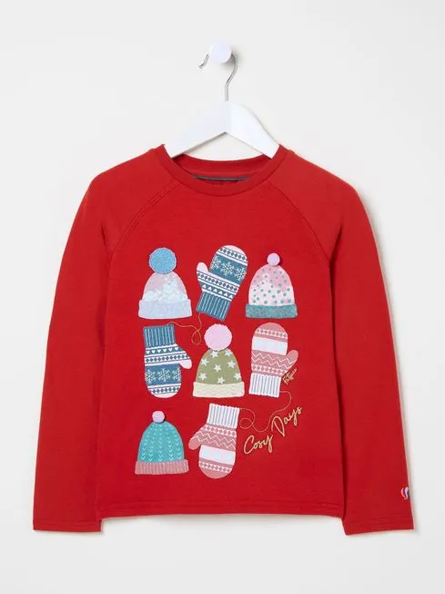 Girls Fatface Tops and TShirts Red Festive TShirt Girls Fatface Tops and TShirts Red Festive TShirt