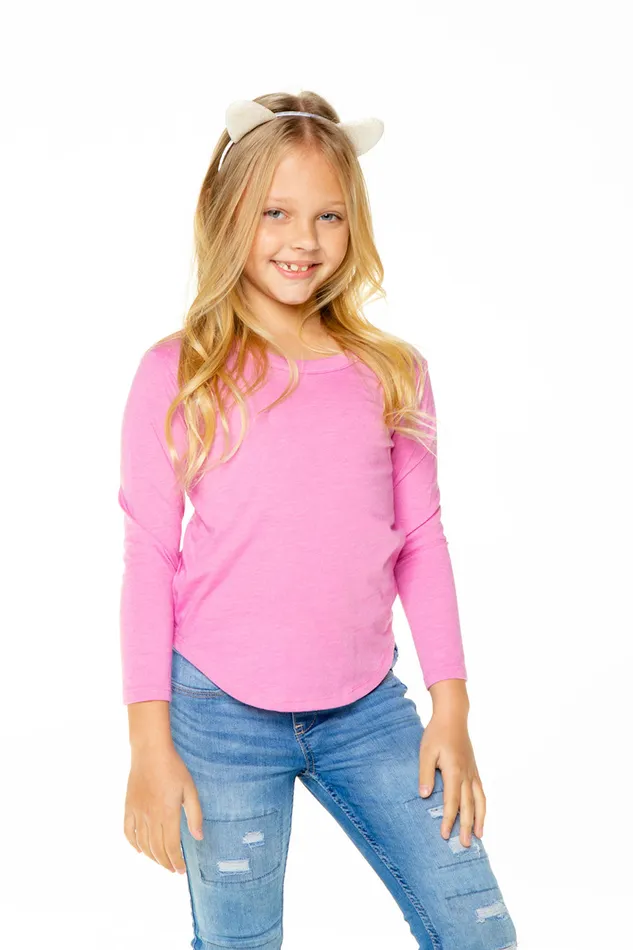 Girls Tops Chaser Brand Recycled Vintage Jersey Long Sleeve Scoop Back Shirttail