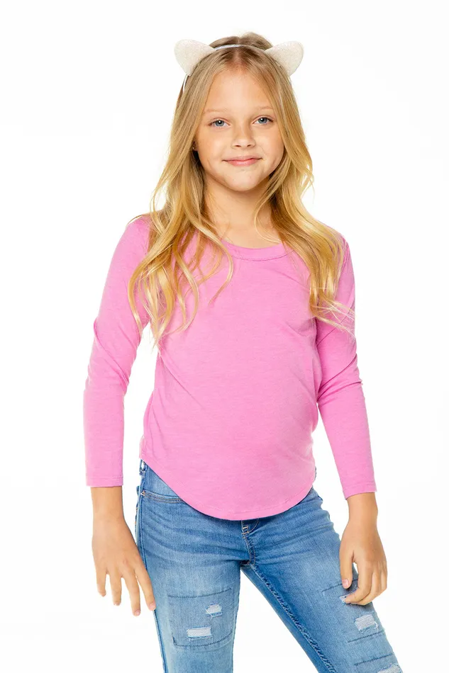 Girls Tops Chaser Brand Recycled Vintage Jersey Long Sleeve Scoop Back Shirttail