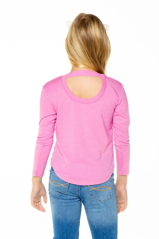 Girls Tops Chaser Brand Recycled Vintage Jersey Long Sleeve Scoop Back Shirttail