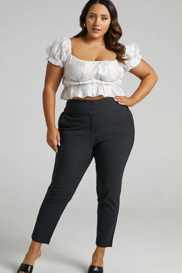Hailey Trousers 8211 High Waisted Trouser In Black Women Showpo Curve Clothes