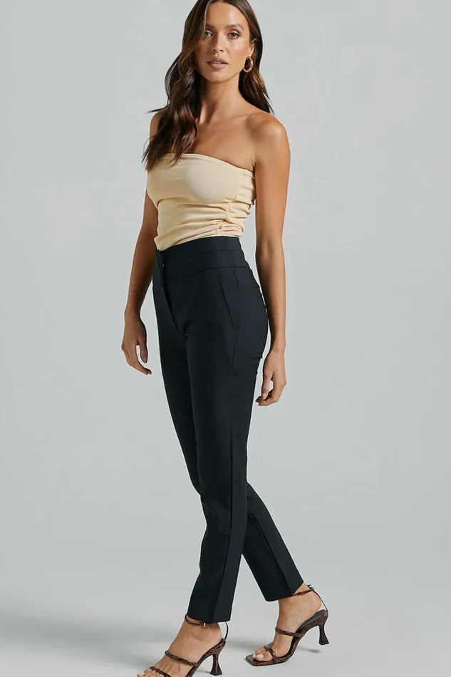 Hailey Trousers 8211 High Waisted Trouser In Black Women Showpo Curve Clothes