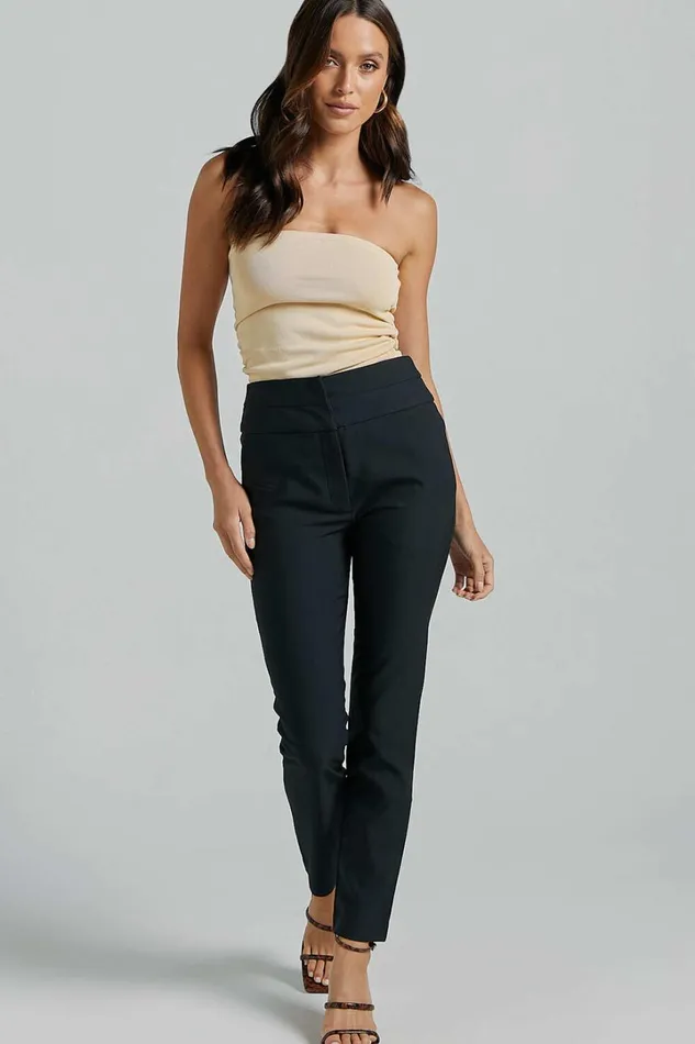 Hailey Trousers 8211 High Waisted Trouser In Black Women Showpo Curve Clothes