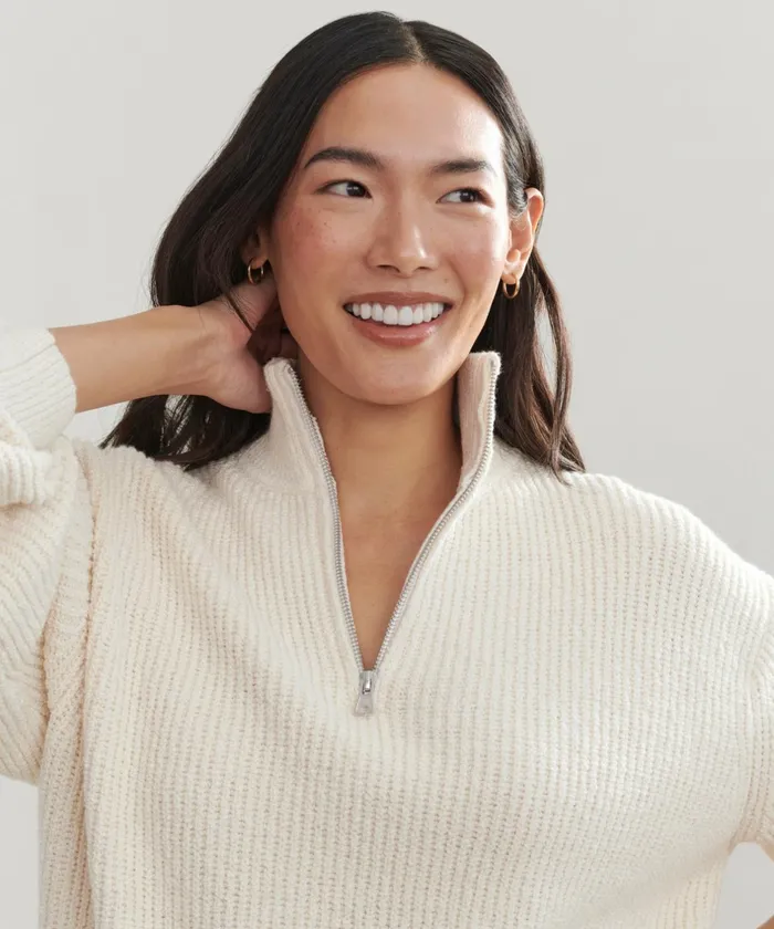 HalfZips Women Jenni Kayne Oversized Half Zip Ivory