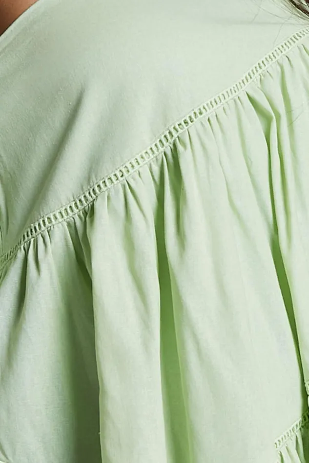 Harleen Mini Dress 8211 Linen Look Asymmetrical Trim Puff Sleeve Dress In Sage Women Showpo Conscious