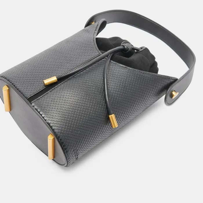 Harriet Bucket Bag Black Snake Leather Women Dolce Vita Handbags