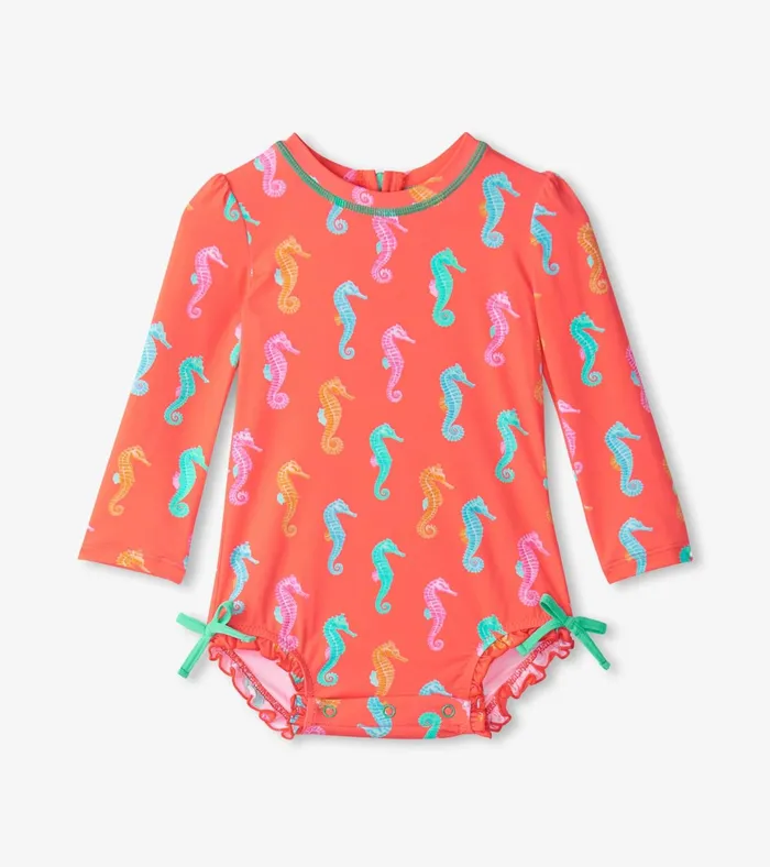Hatley Baby Girls Painted Sea Rashguard Swimsuit Baby and Toddler Swimwear