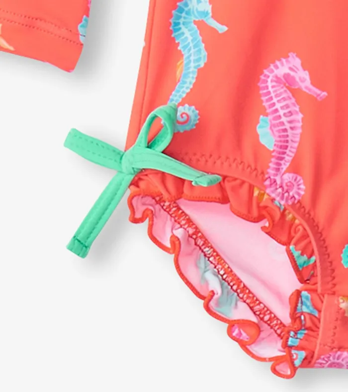 Hatley Baby Girls Painted Sea Rashguard Swimsuit Baby and Toddler Swimwear
