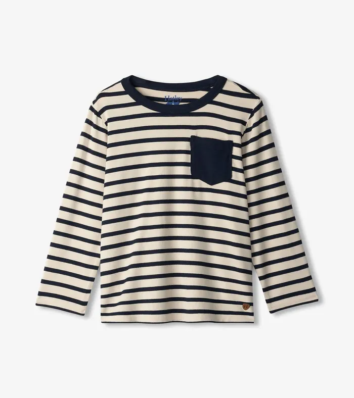 Hatley Boys Black and Cream Long Sleeve Bamboo TShirt Boys Tops