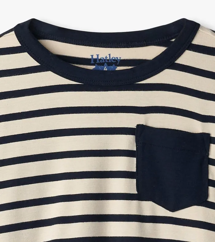 Hatley Boys Black and Cream Long Sleeve Bamboo TShirt Boys Tops