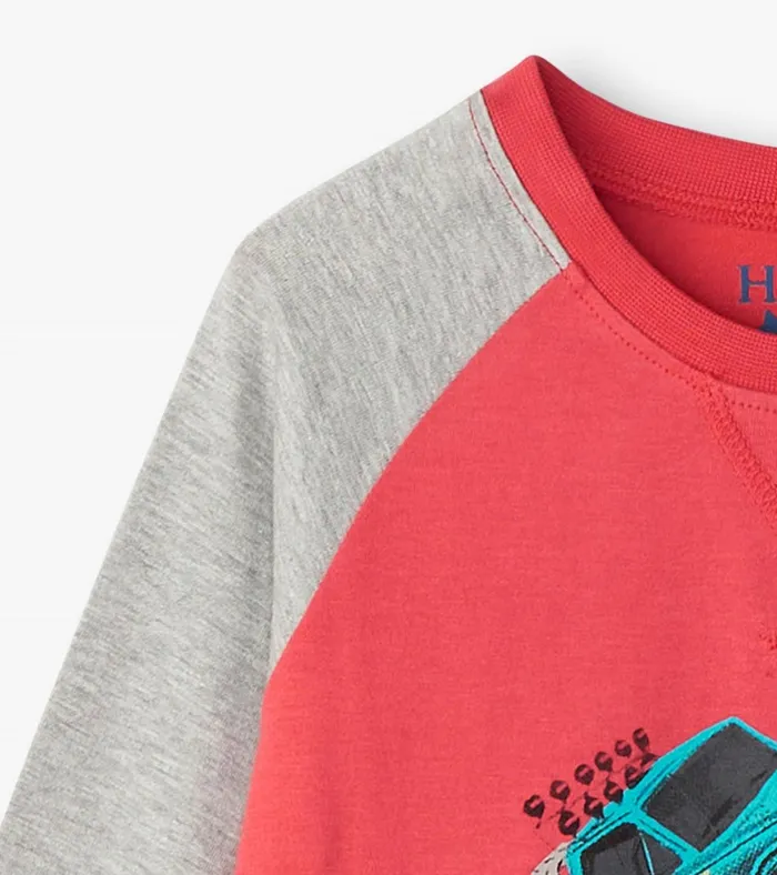Hatley Boys Monster Trucks Long Sleeve Raglan TShirt Boys Tops