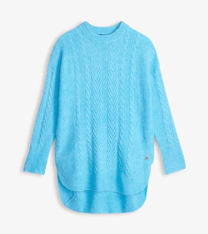 Hatley Cable Knit Tunic 8211 Sky Blue Women Sweaters