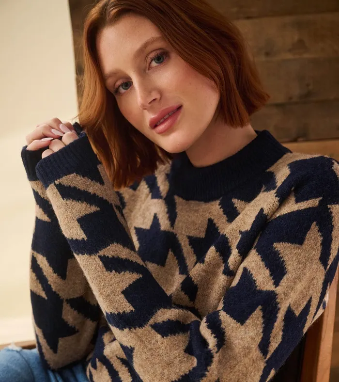 Hatley Carmi Pullover 8211 Large Houndstooth Women Sweaters
