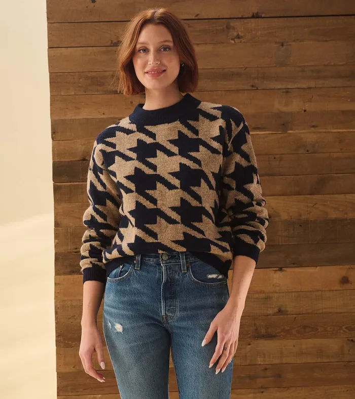 Hatley Carmi Pullover 8211 Large Houndstooth Women Sweaters