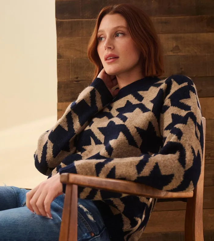 Hatley Carmi Pullover 8211 Large Houndstooth Women Sweaters