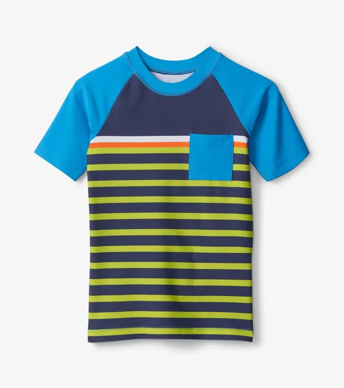 Hatley Fish Stripes Short Sleeve Rashguard Boys Swimwear