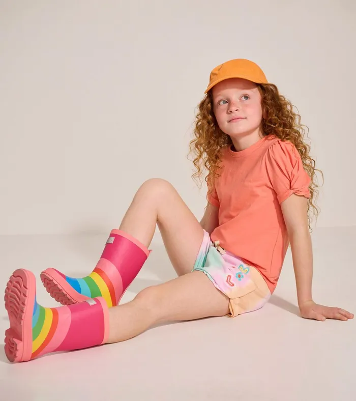 Hatley Girls Coral Twisted Sleeve Tee Girls Tops