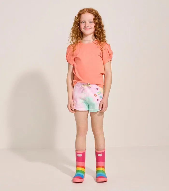 Hatley Girls Coral Twisted Sleeve Tee Girls Tops