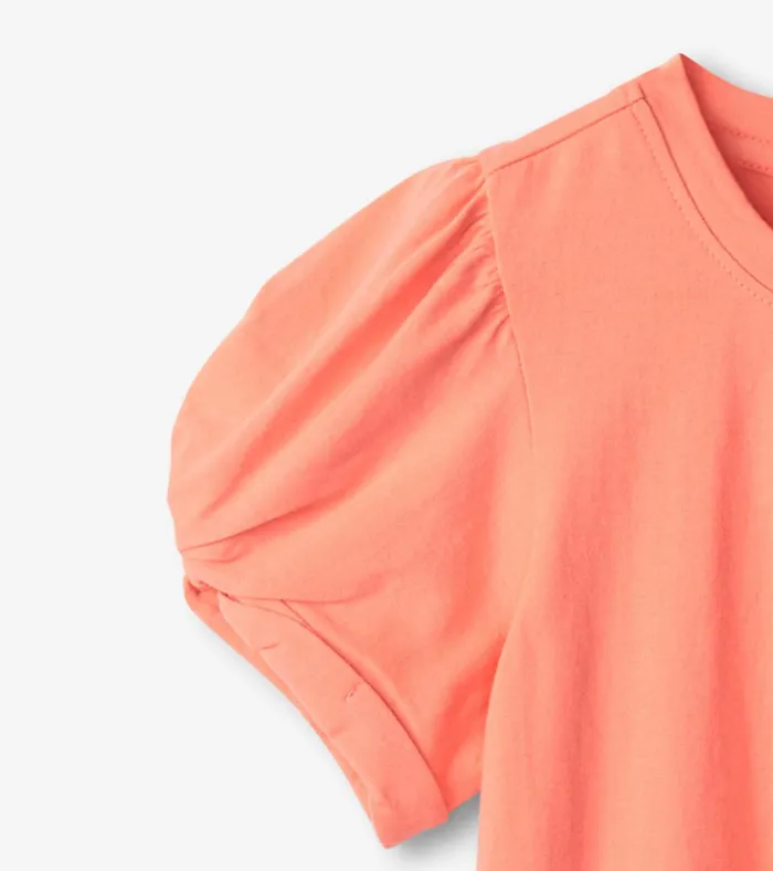 Hatley Girls Coral Twisted Sleeve Tee Girls Tops