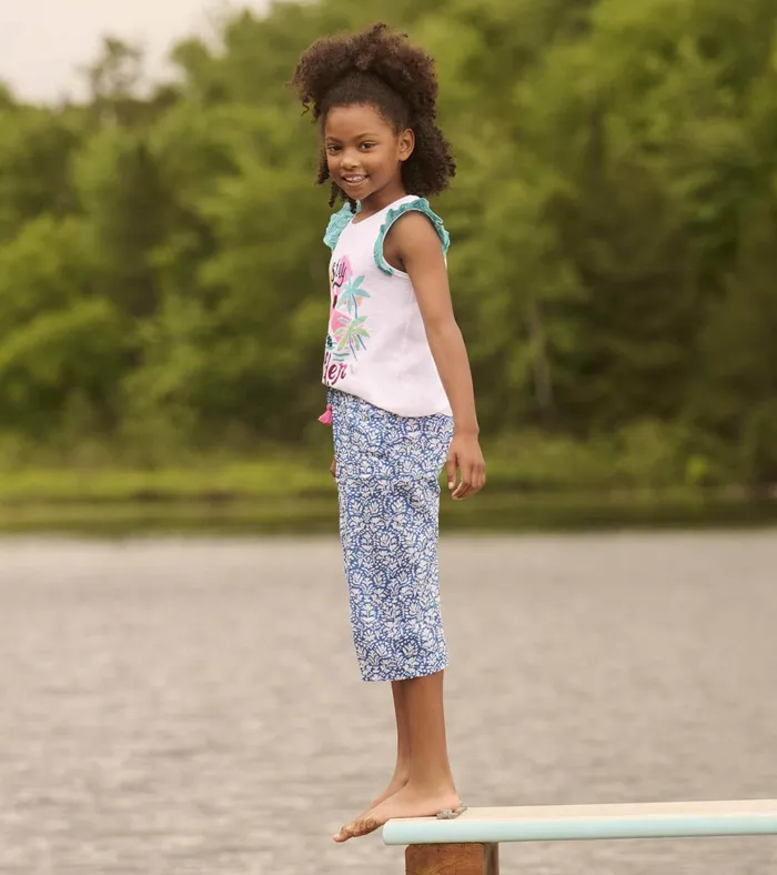 Hatley Girls Floral Shibori Cropped Culottes Girls Bottoms