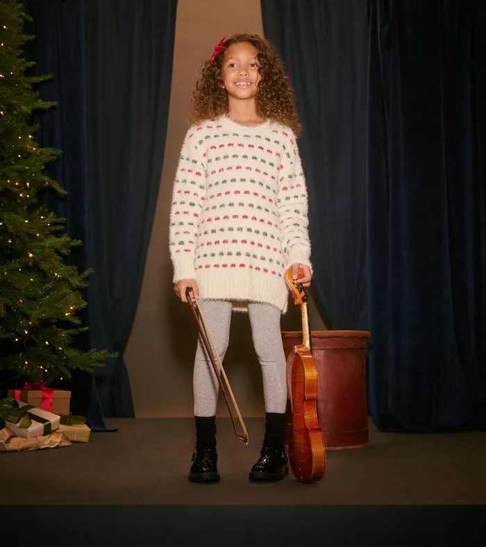 Hatley Girls Holiday Basket Weave Sweater Girls Sweaters