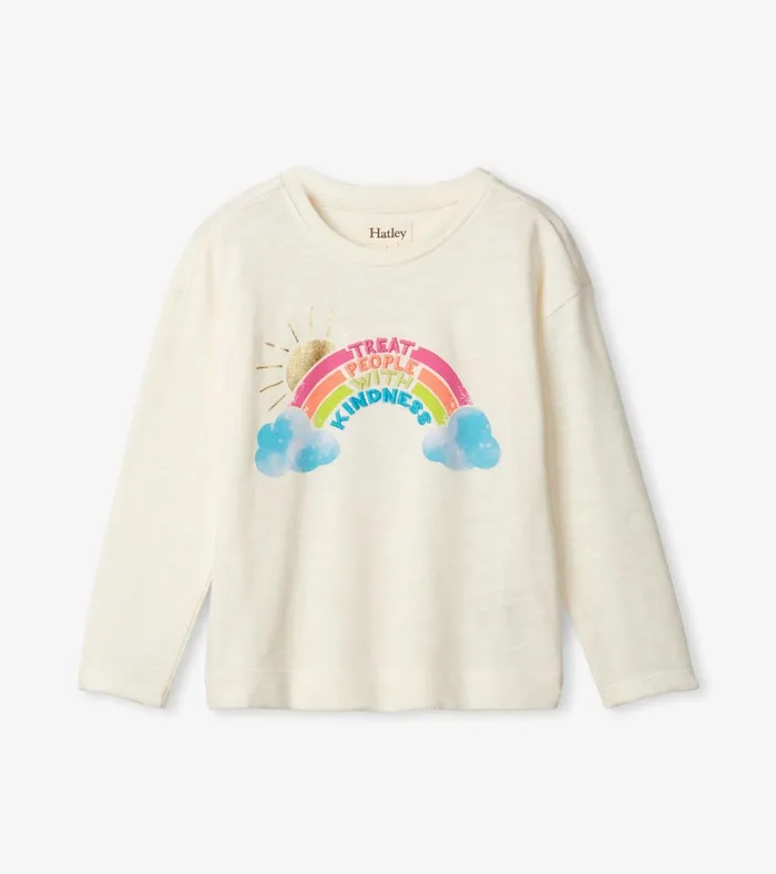Hatley Girls Kindness Long Sleeve TShirt Girls Tops