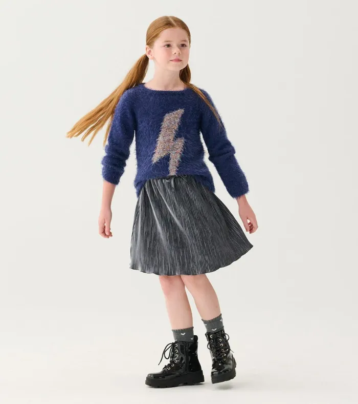 Hatley Girls Metallic Lightning Furry Sweater Girls Sweaters