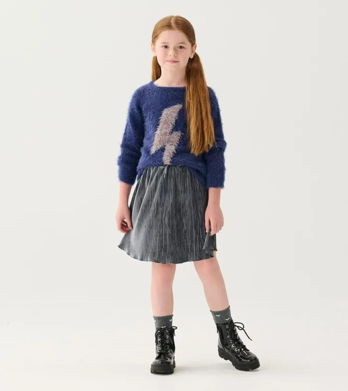 Hatley Girls Metallic Lightning Furry Sweater Girls Sweaters