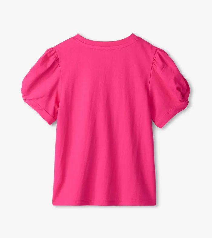 Hatley Girls Pink Twisted Sleeve Tee Girls Tops
