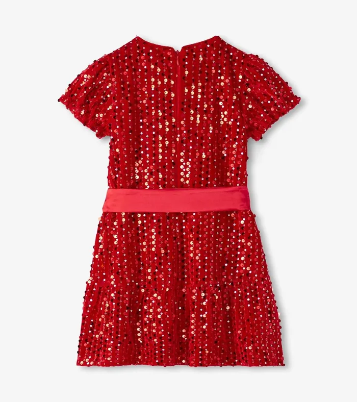 Hatley Girls Red Sequins Velvet Dress Girls Dresses