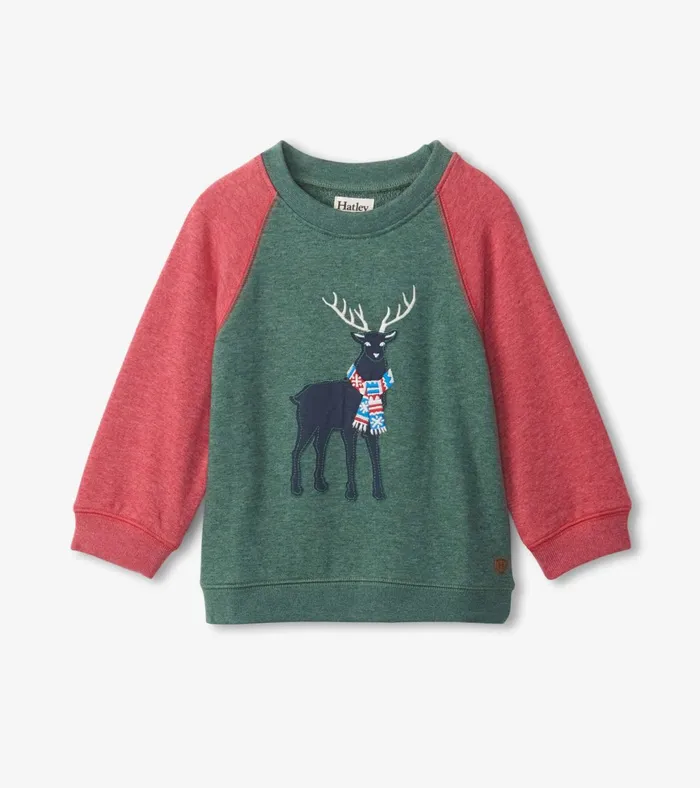Hatley Holiday Stag Pullover Sweatshirt Baby and Toddler Sweaters