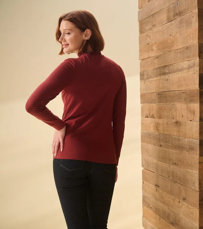 Hatley Mock Neck Top 8211 Russet Brown Women Tops