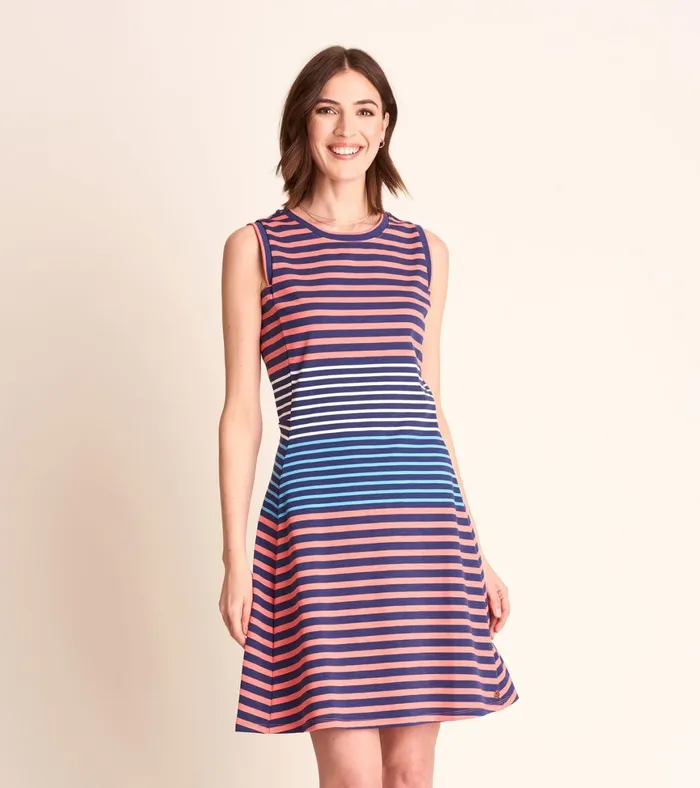 Hatley Sarah Dress 8211 Navy And Coral Stripes Women Dresses