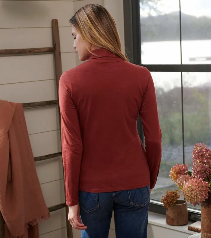Hatley Snap Sleeve Turtleneck 8211 Madder Brown Women Tops