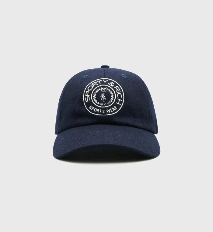 Hats Women Sporty and Rich Connecticut Crest Wool Hat 8211 Navy