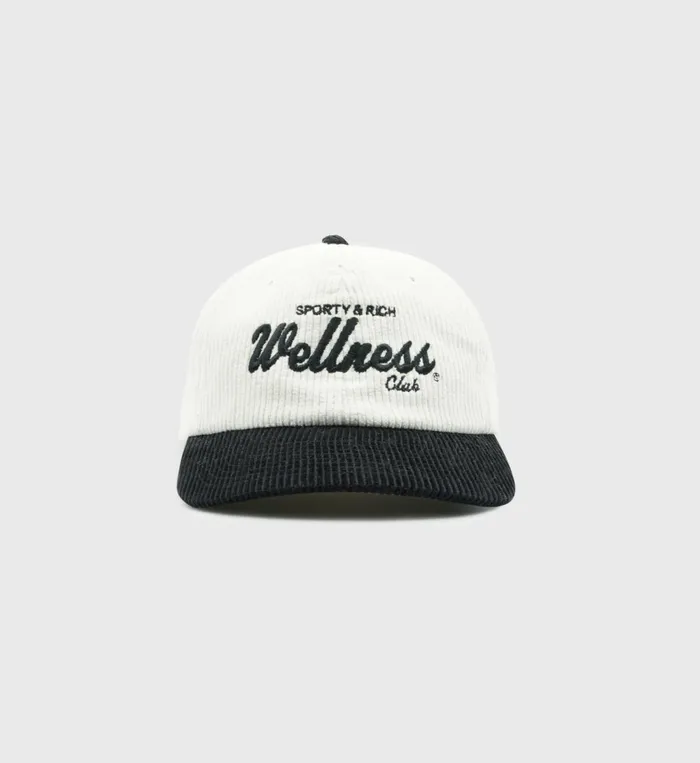 Hats Women Sporty and Rich Wellness Club Corduroy Hat 8211 WhiteBlack