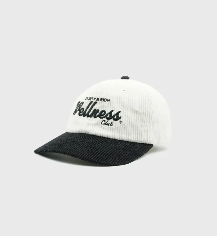 Hats Women Sporty and Rich Wellness Club Corduroy Hat 8211 WhiteBlack